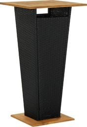  vidaXL Stolik barowy, czarny, 60x60x110 cm, rattan PE i lita akacja