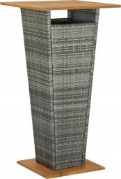 vidaXL Stolik barowy, szary, 60x60x110 cm, rattan PE i lita akacja