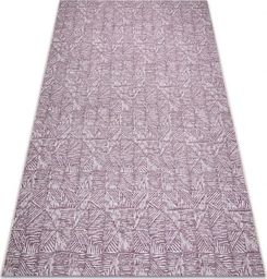  Dywany Łuszczów Dywan Sznurkowy SIZAL COLOR 47373260 Linie, trójkąty, jodełka - śliwka / beż , 60x110 cm