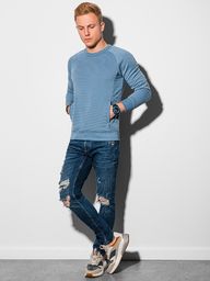 Ombre Bluza męska bez kaptura B1156 - niebieska XXL