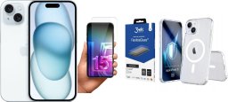 Smartfon Apple iPhone 15 256GB Blue (MTP93) + FlexibleGlass + Etui Armor MagCase