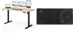 Biurko SENSE7 NOJO Light 140 Jasnobrązowo-Białe + Podkładka PREYON Falcon