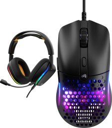 Słuchawki Glorious GHS Eternal RGB Black + Mysz Glorious Model O Eternal (GLO-OE-W-BLK)