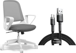 Krzesło biurowe SENSE7 Sopty Biało-szare + kabel usb