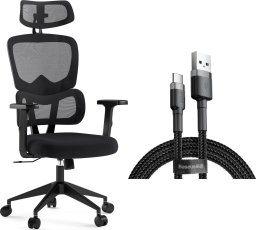 Krzesło biurowe SENSE7 Veno Czarne + kabel usb