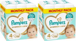 Pampers Pieluchy Premium Care 4, 9-14 kg, 156 szt. x2