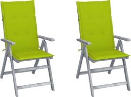  vidaXL Rozkładane krzesła ogrodowe z poduszkami, 2 szt., lita akacja (3064709)