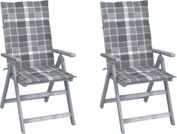  vidaXL Rozkładane krzesła ogrodowe z poduszkami, 2 szt., lita akacja (3064712)