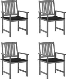  vidaXL Krzesła reżyserskie z poduszkami, 4 szt., szare, akacjowe (3061236)
