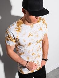  Ombre T-shirt męski bawełniany S1373 - beżowy/biały L
