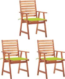  vidaXL Krzesła ogrodowe z poduszkami, 3 szt., lite drewno akacjowe (3064358)