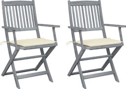  vidaXL Składane krzesła ogrodowe, 2 szt., poduszki, drewno akacjowe (3064484)