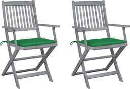  vidaXL Składane krzesła ogrodowe, 2 szt., poduszki, drewno akacjowe (3064487)