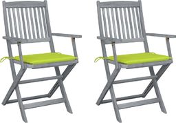  vidaXL Składane krzesła ogrodowe, 2 szt., poduszki, drewno akacjowe (3064493)