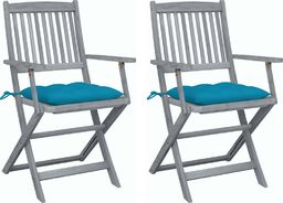  vidaXL Składane krzesła ogrodowe, 2 szt., z poduszkami, akacjowe (3064501)
