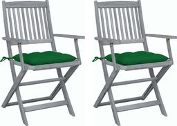  vidaXL Składane krzesła ogrodowe, 2 szt., z poduszkami, akacjowe (3064502)