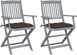 vidaXL Składane krzesła ogrodowe, 2 szt., z poduszkami, akacjowe (3064505)