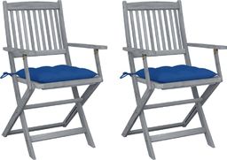  vidaXL Składane krzesła ogrodowe, 2 szt., z poduszkami, akacjowe (3064507)