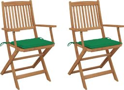 vidaXL Składane krzesła ogrodowe z poduszkami, 2 szt., drewno akacjowe (3064595)