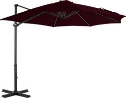  vidaXL Parasol wiszący z aluminiowym słupkiem czerwony 300 cm 