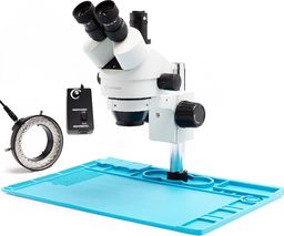 Mikroskop Techrebal Mikroskop stereoskopowy trinokularowy Techrebal K10H z metalową bazą powlekana silikonem 48x32cm oraz regulowanym oświetleniem 60X LED