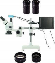 Mikroskop Techrebal Mikroskop stereoskopowy trinokularowy 10HS + Kamera 616 16MP HDMI&USB + Wyświetlacz 8 cali + Oświetlenie regulowane 60 x LED + Obiektyw 0,5x + Obiektyw 2x + WF20x/10