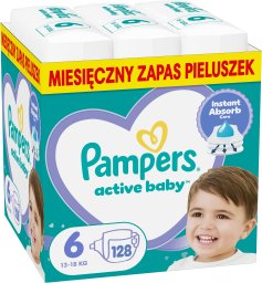 Pampers Pieluchy Active Baby 6, 13-18 kg, 128 szt.