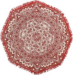  Beliani Dywan okrągły orientalny nadruk 120 cm czerwono-kremowy MEZITILI