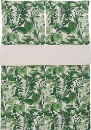  Beliani Komplet pościeli bawełnianej Greenwood biało-zielony 155x220 cm 