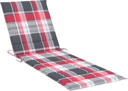  vidaXL Poduszka na leżak, czerwona krata, 200x60x4 cm, tkanina