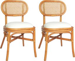  vidaXL Krzesła stołowe, 2 szt., jasnobrązowe, lniane poduszki