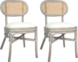  vidaXL Krzesła stołowe, 2 szt., szare, lniane poduszki