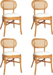  vidaXL Krzesła stołowe, 4 szt., jasnobrązowe, lniane