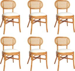  vidaXL Krzesła stołowe, 6 szt., jasnobrązowe, lniane