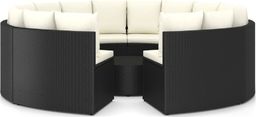  vidaXL 9-częściowa sofa ogrodowa z poduszkami, rattan PE, czarna