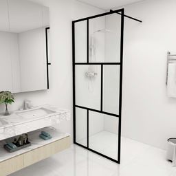  vidaXL Ścianka prysznicowa z hartowanego szkła, czarna, 90 x 195 cm