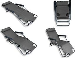 CreativeHome Leżak plażowy ogrodowy składany szary