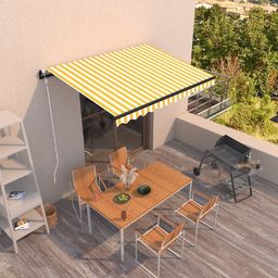 vidaXL Automatycznie zwijana markiza, 350 x 250 cm, żółto-biała