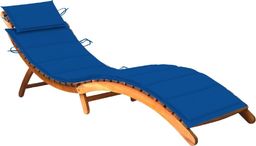  vidaXL Ogrodowy leżak z poduszką lite drewno akacjowe niebieski