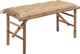  vidaXL Składana ławka ogrodowa z poduszką, 118 cm, bambusowa