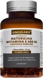  Singularis-Herbs Singularis, Naturalna Witamina E-Tokoferole kompleks 400IU, 120 kapsułek - Długi termin ważności!