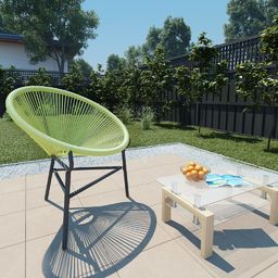  vidaXL Owalne krzesło ogrodowe, polirattan, zielone