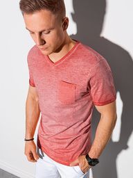  Ombre T-shirt męski bawełniany S1388 - koralowy M