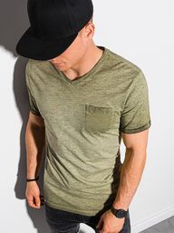  Ombre T-shirt męski bawełniany S1388 - oliwkowy M