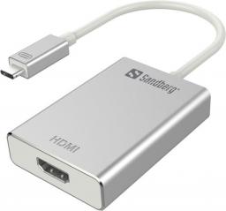 Adapter USB Sandberg USB-C - HDMI Srebrny  (136-12)