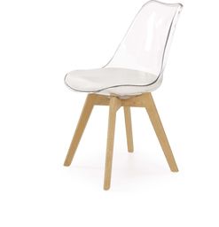  Halmar Krzesło K-246 biały/transparentny/buk eco skóra/tworzywo/drewno Halmar