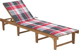  vidaXL Składany leżak z poduszką lite drewno akacjowe krata 