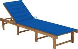  vidaXL Składany leżak z poduszką lite drewno akacjowe niebieski 