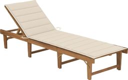  vidaXL Składany leżak z poduszką lite drewno akacjowe kremowy 