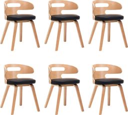  vidaXL Krzesła do jadalni, 6 szt., czarne, gięte drewno i ekoskóra
